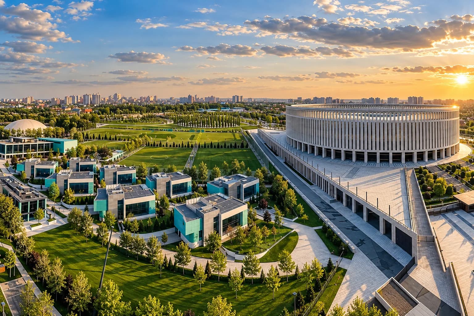 Панорама парка Краснодар и стадиона ФК Краснодар