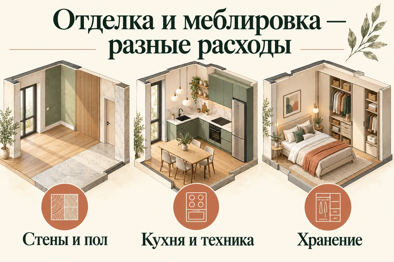 Отделка и меблировка — разные расходы