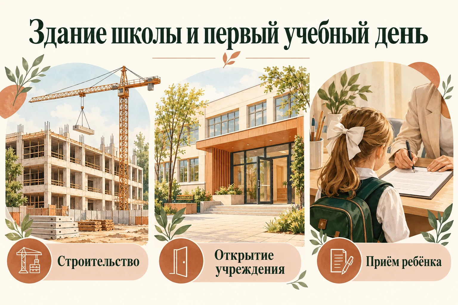 Здание школы и первый учебный день