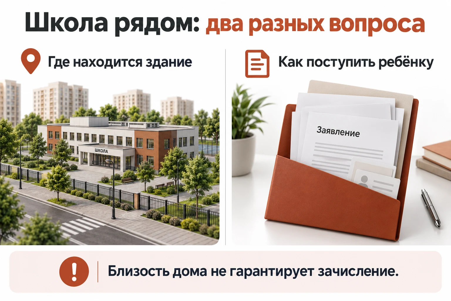 Школа рядом: местоположение здания и поступление ребёнка — разные вопросы