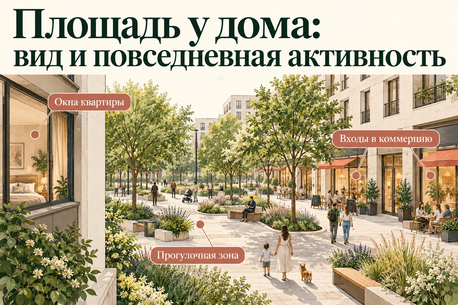 Площадь у дома: вид и повседневная активность
