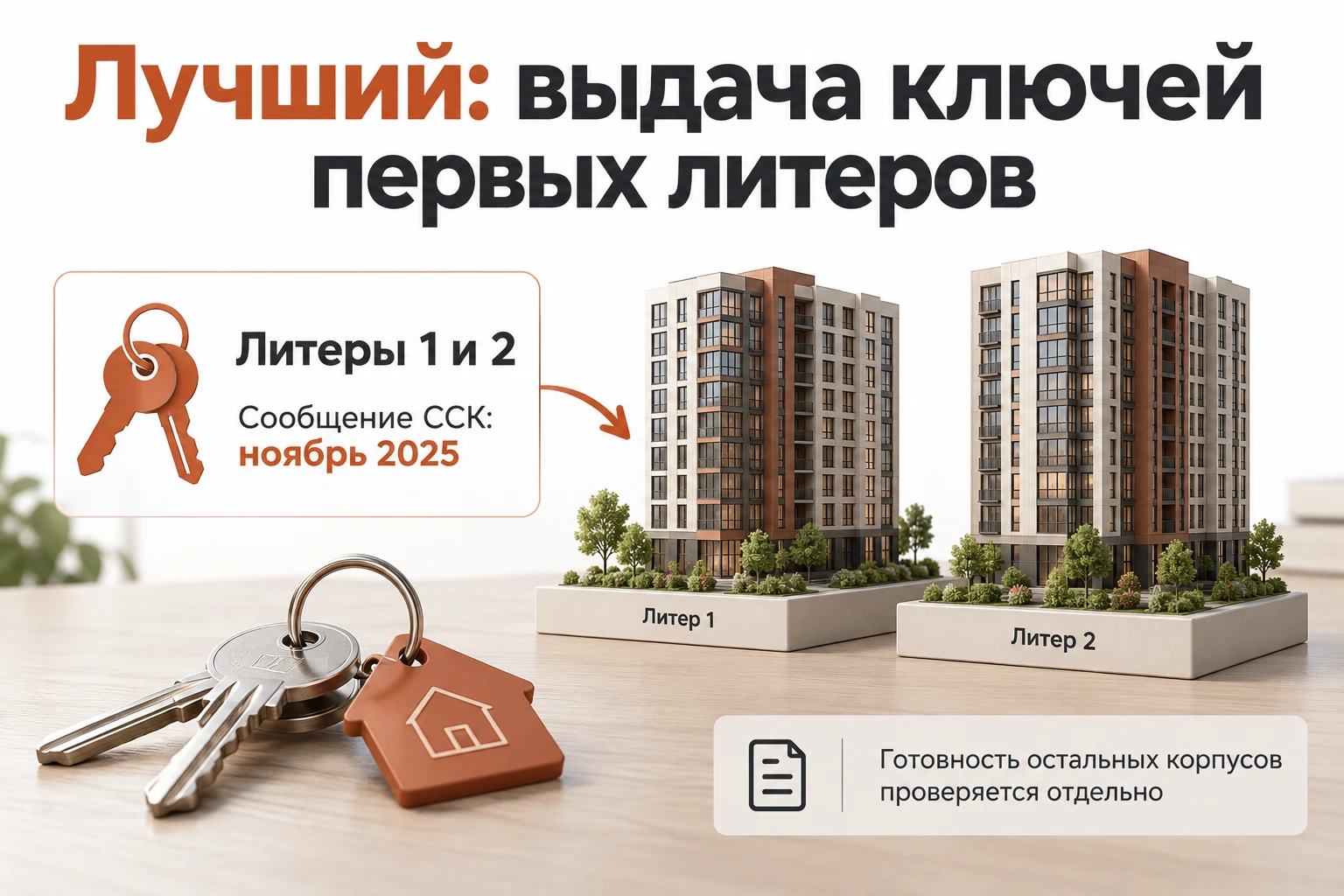 ЖК Лучший: объявление ССК о ключах 1 и 2 литеров опубликовано в ноябре 2025 года