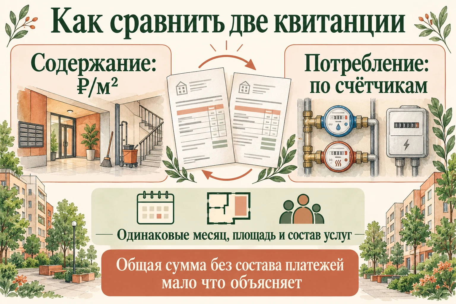 Как сравнить две квитанции