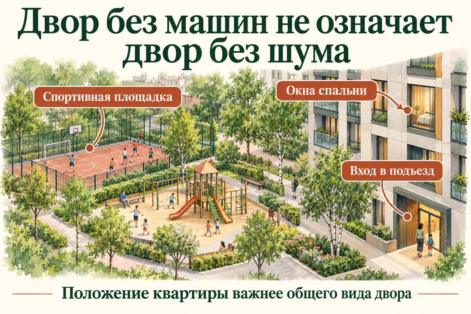Двор без машин не означает двор без шума