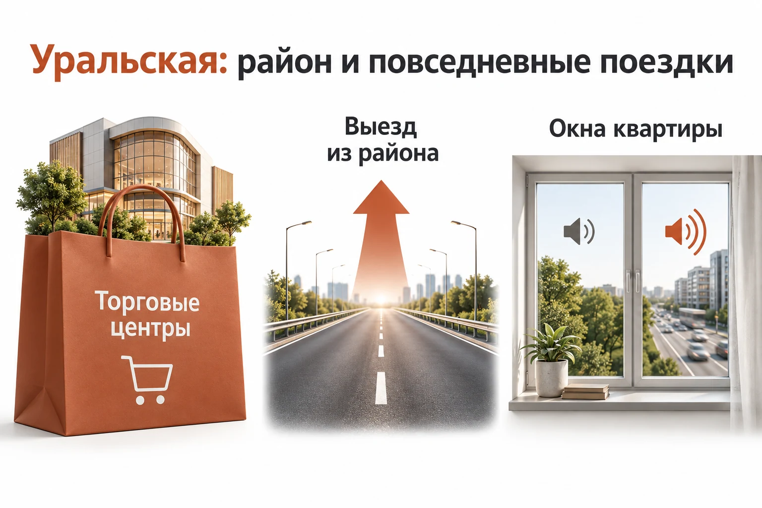 Уральская: торговые центры, выезд из района и положение окон квартиры
