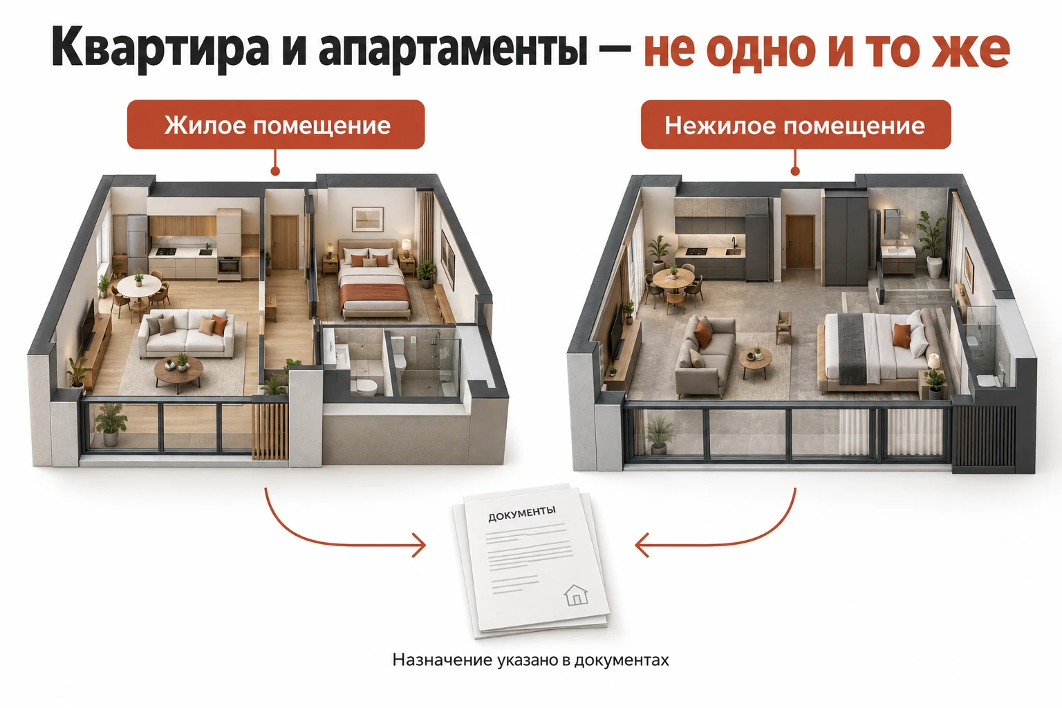 Квартира и апартаменты: жилое и нежилое помещение различаются по документам