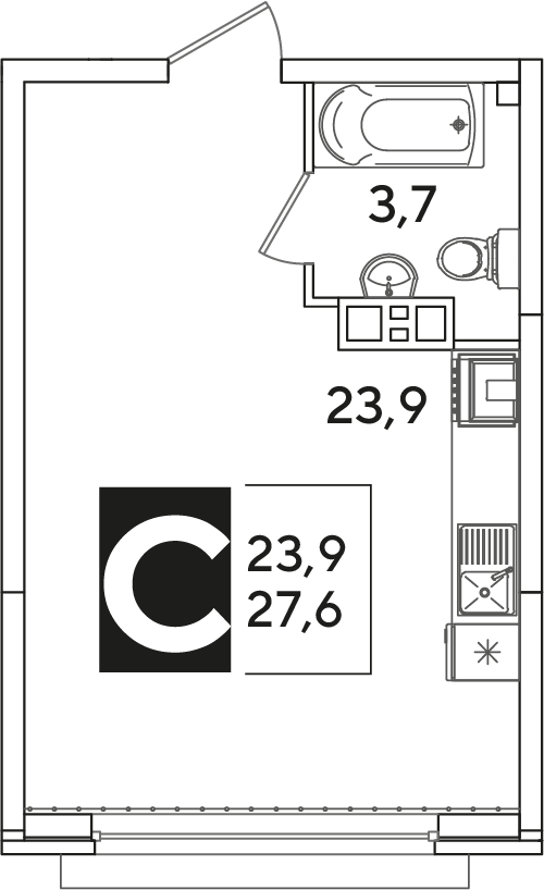 Планировка — ЖК Самолёт 6: Студия, литер 54