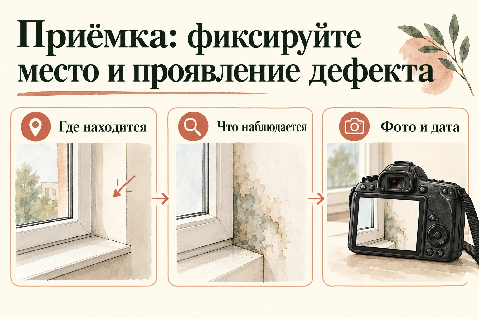 Приёмка: фиксируйте место и проявление дефекта