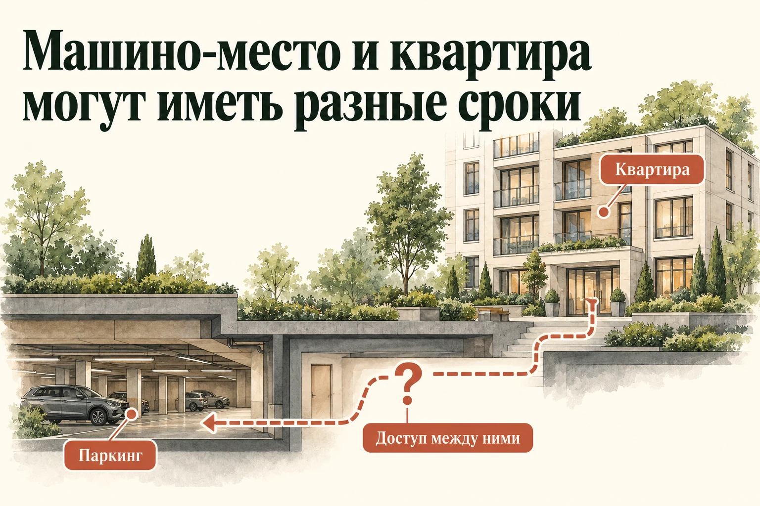 Машино-место и квартира могут иметь разные сроки